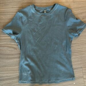 SKIMS Blue Ribbed T-Shirt